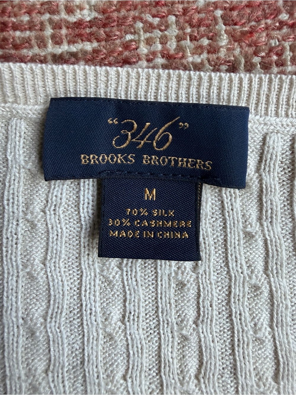 Brooks Brothers Cream Cable-Knit Silk-Cashmere Sweater